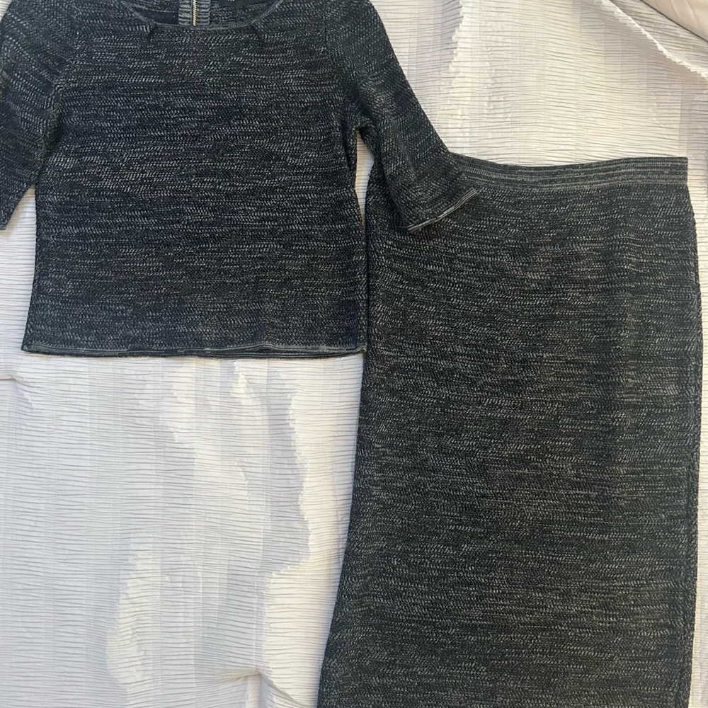 Ivanka Trump Black Charcoal Marled Knit Two-Piece Set